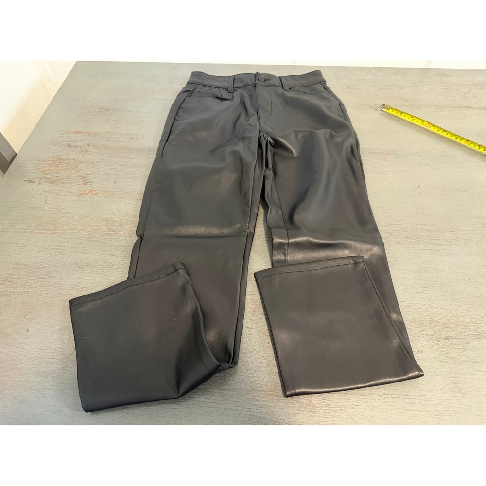 TIme and Tru Faux Leather Five-Pocket Pant Black High Rise Slim Size Medium